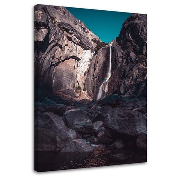 Obraz na płótnie FEEBY, Wodospad wśród wysokich skał 80x120 - Feeby