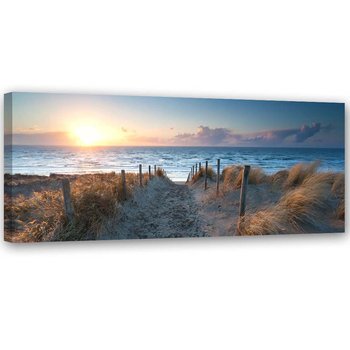 Obraz na płótnie FEEBY, Zachód słońca na plaży nad morzem 90x30 - Feeby