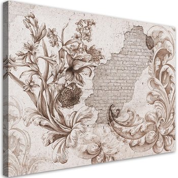 Obraz na płótnie, Fresk roślinny shabby chic - 120x80 - Inny producent