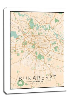 Obraz na płótnie, GALERIA PLAKATU, Bukareszt mapa kolorowa, 61x91,5 cm - Galeria Plakatu