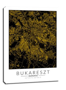 Obraz na płótnie, GALERIA PLAKATU, Bukareszt złota mapa, 61x91,5 cm - Galeria Plakatu