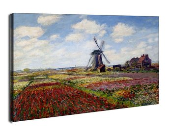 Obraz na płótnie, GALERIA PLAKATU, Fields of tulip with the rijnsburg windmill, Claude Monet, 70x50 cm - Galeria Plakatu
