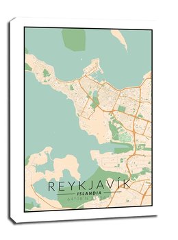 Obraz na płótnie, GALERIA PLAKATU, Reykjavik mapa kolorowa, 61x91,5 cm - Galeria Plakatu