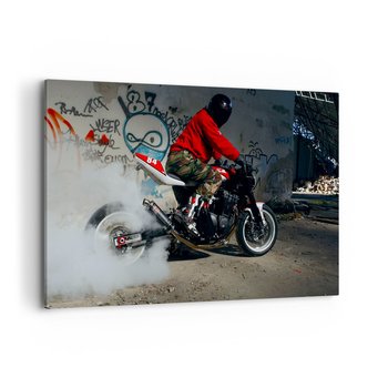 Obraz na płótnie - Goń mnie! - 120x80cm - Motoryzacja Motocykl Graffiti - Nowoczesny obraz na ścianę do salonu do sypialni ARTTOR - ARTTOR