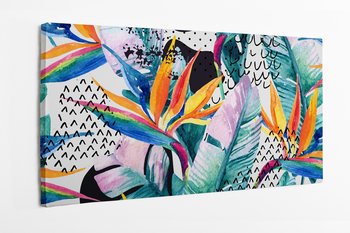 Obraz na płótnie HOMEPRINT, akwarele, abstrakcja, kwiaty, liście, wzór, kolaż 120x60 cm - HOMEPRINT