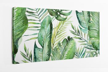 Obraz na płótnie HOMEPRINT, akwarele, zielone tropikalne liście, palma, bananowiec 100x50 cm - HOMEPRINT