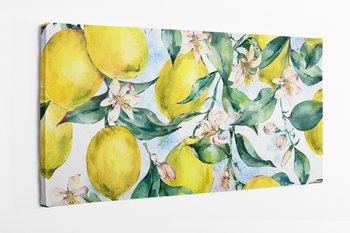 Obraz na płótnie HOMEPRINT,  akwarelowe drzewo cytrynowe, cytryny, kwiaty 100x50 cm - HOMEPRINT
