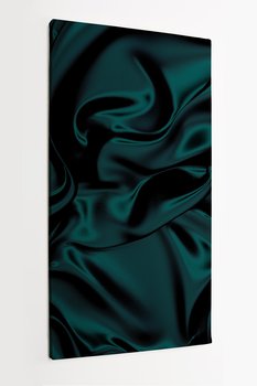 Obraz na płótnie HOMEPRINT, ciemna szmaragdowo-czara jedwabista draperia 3D, zmięte tło tkaniny 50x100 cm - HOMEPRINT