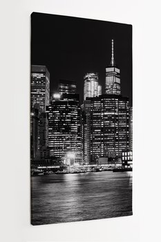 Obraz na płótnie HOMEPRINT, czarno-białe, miasto, noc, światła, panorama, Manhattan,New York, USA 50x100 cm - HOMEPRINT