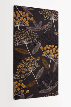 Obraz na płótnie HOMEPRINT, dmuchawce na czarnym tle, złote i pomarańczowe kwiaty, liście, kwiaty w tle 60x120 cm - HOMEPRINT
