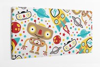 Obraz na płótnie HOMEPRINT, dziecięcy motyw robota w kosmosie, rakieta kosmiczna, gwiazdy 120x50 cm