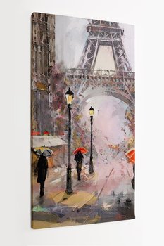 Obraz na płótnie HOMEPRINT, farby olejne, wieża Eiffla, scena rodzajowa, miasto, Paryż, Francja 50x100 cm - HOMEPRINT