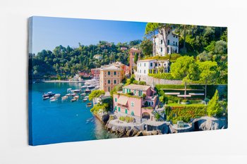 Obraz na płótnie HOMEPRINT, letni krajobraz wybrzeża morskiego z kolorowymi domami w Portofino, Włochy 140x70 cm - HOMEPRINT