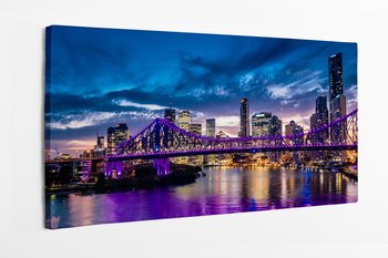 Obraz na płótnie HOMEPRINT, nocna panorama miasta, fioletowe światła, Brisbane, Australia 100x50 cm - HOMEPRINT