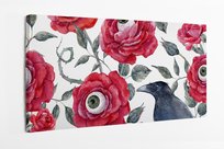 Obraz na płótnie HOMEPRINT, oko, róża czerwona, kruk, gotyk, gotyckie czerwona róża 140x70 cm