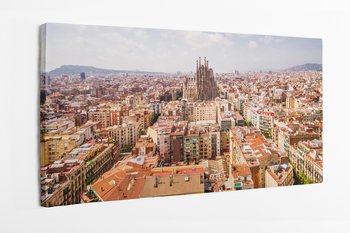 Obraz na płótnie HOMEPRINT, panorama, dachy, widok z góry, miasto, Barcelona, katedra Sagrada Familia, Hiszpania 140x70 cm - HOMEPRINT