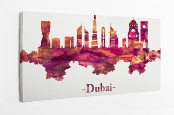 Obraz na płótnie HOMEPRINT , panorama miasta Dubaj w kolorze czerwonym 120x50 cm - HOMEPRINT