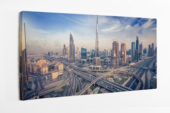 Obraz na płótnie HOMEPRINT, panorama miasta, miasto, Dubaj, wieczór, Emiraty Arabskie 120x50 cm - HOMEPRINT