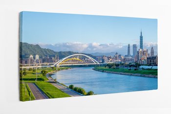 Obraz na płótnie HOMEPRINT, panorama miasta Tajpej nad rzeką 100x50 cm - HOMEPRINT