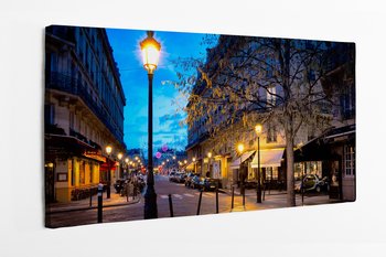 Obraz na płótnie HOMEPRINT, Paryż, piękna ulica wieczorem z lampami, Francja 100x50 cm - HOMEPRINT