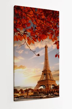 Obraz na płótnie HOMEPRINT, wieża Eiffla, jesień, jesienne liście, ciepłe barwy, Paryż, Francja 50x100 cm - HOMEPRINT