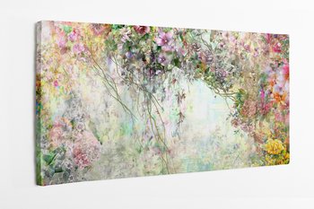 Obraz na płótnie HOMEPRINT, wiosenne wielobarwne kwiaty, abstrakcyjne kolorowe, malarstwo akwarelowe 100x50 cm - HOMEPRINT