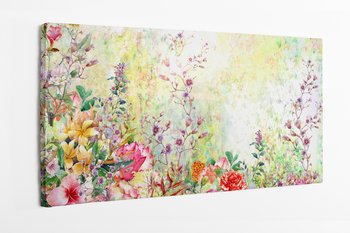 Obraz na płótnie HOMEPRINT, wiosenne wielobarwne kwiaty, łąka, pole, wieś, spokój 100x50 cm - HOMEPRINT