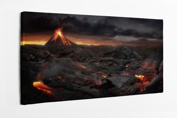 Obraz na płótnie HOMEPRINT, wulkan, lawa, erupcja wulkany, ciemne ,czarne 140x70 cm - HOMEPRINT
