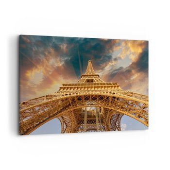Obraz na płótnie - Jak ludzkość sięgnęła nieba - 120x80cm - Wieża Eiffla Architektura Paryż - Nowoczesny obraz na ścianę do salonu do sypialni ARTTOR - ARTTOR