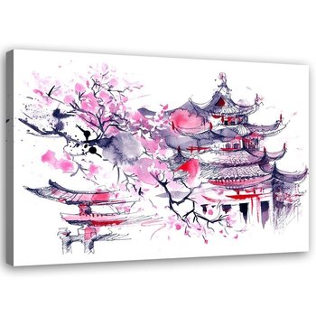 Obraz na płótnie, Japonia pagoda akwarela - 100x70 - Inny producent