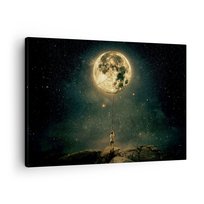 Obraz na płótnie - Jeden taki, co ukradł Księżyc - 70x50cm - Księżyc Gwiazdy Fantazja - Nowoczesny Canvas obraz do salonu do sypialni ARTTOR