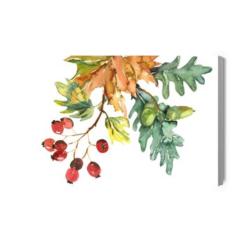 Obraz Na Płótnie Jesienne Liście I Owoce Malowane Akwarelą 70x50 - Inny producent