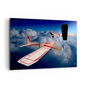 Obraz na płótnie - Jeszcze wyżej, jeszcze dalej - 120x80cm - Samolot Szybowiec Chmury - Nowoczesny obraz na ścianę do salonu do sypialni ARTTOR - ARTTOR