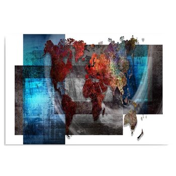 Obraz na płótnie, Kompozycja z mapą świata, 70x50 cm - Caro