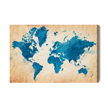Obraz Na Płótnie Mapa Świata W Niebieskich Odcieniach 70x50 NC - Inny producent