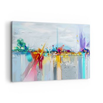 Obraz na płótnie - Most radości nad rzeką życia - 120x80cm - Abstrakcja Sztuka Surrealizm - Nowoczesny obraz na ścianę do salonu do sypialni ARTTOR - ARTTOR