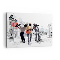 Obraz na płótnie - Muzyka ulicy - 120x80cm - Muzyka Gitara Zespół Muzyczny - Nowoczesny obraz na ścianę do salonu do sypialni ARTTOR