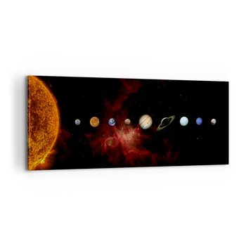 Obraz na płótnie - Nasza okolica - 100x40cm - Układ Słoneczny Planety Kosmos - Nowoczesny foto obraz w ramie do salonu do sypialni ARTTOR - ARTTOR