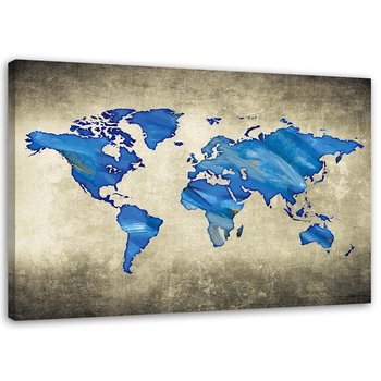 Obraz na płótnie, Niebieska mapa świata - 100x70 - Inny producent
