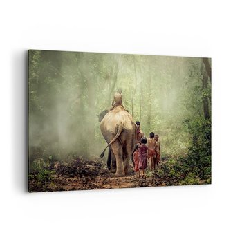 Obraz na płótnie - Nowa Księga Dżungli - 120x80cm - Krajobraz Słoń Dżungla - Nowoczesny obraz na ścianę do salonu do sypialni ARTTOR - ARTTOR