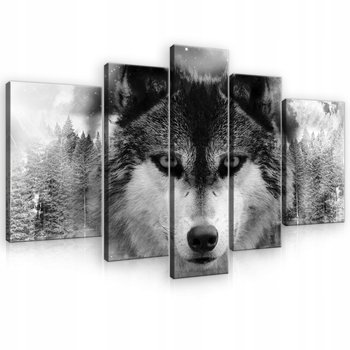 Obraz Na Płótnie Nowoczesny 5 Części Set Xxl Na Ścianę Do Sypialni Salonu Wilk Zwierzęta Tryptyk 3D 170X100 - Consalnet