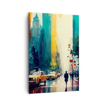 Obraz na płótnie - Nowy Jork – tu nawet deszcz jest kolorowy - 70x100cm - Sztuka Pejzaż Miasto - Nowoczesny foto obraz w ramie do salonu do sypialni ARTTOR - ARTTOR