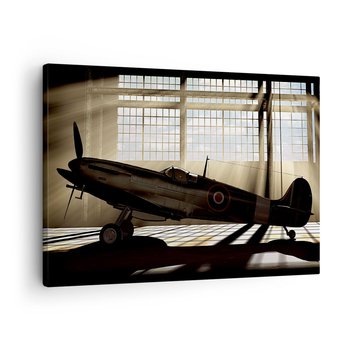 Obraz na płótnie - Odpoczynek wojownika - 70x50cm - Lotnictwo Hangar Lotniczy Samolot - Nowoczesny Canvas obraz do salonu do sypialni ARTTOR - ARTTOR