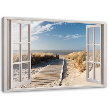 Obraz na płótnie, Okno kładka na plażę - 90x60 - Inny producent