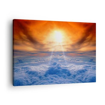 Obraz na płótnie - Pejzaż mistyczny - 70x50cm - Krajobraz Chmury Promienie Słońca - Nowoczesny Canvas obraz do salonu do sypialni ARTTOR - ARTTOR