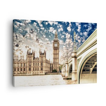 Obraz na płótnie - Pierzaste obłoki nad  Tamizą - 70x50cm - Miasto Londyn Anglia - Nowoczesny Canvas obraz do salonu do sypialni ARTTOR - ARTTOR