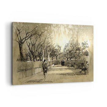 Obraz na płótnie - Piórkiem zatrzymana chwila - 120x80cm - Alejka Parkowa Park Sepia - Nowoczesny obraz na ścianę do salonu do sypialni ARTTOR - ARTTOR