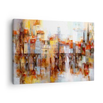 Obraz na płótnie - Pod mostem też pięknie - 70x50cm - Miasto Praga Architektura - Nowoczesny Canvas obraz do salonu do sypialni ARTTOR - ARTTOR