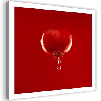 Obraz na płótnie, Pomidor i krople wody czerwony - 50x50 - Inny producent