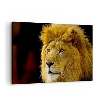 Obraz na płótnie - Portret króla - 120x80cm - Zwierzęta  Lew Natura - Nowoczesny obraz na ścianę do salonu do sypialni ARTTOR - ARTTOR